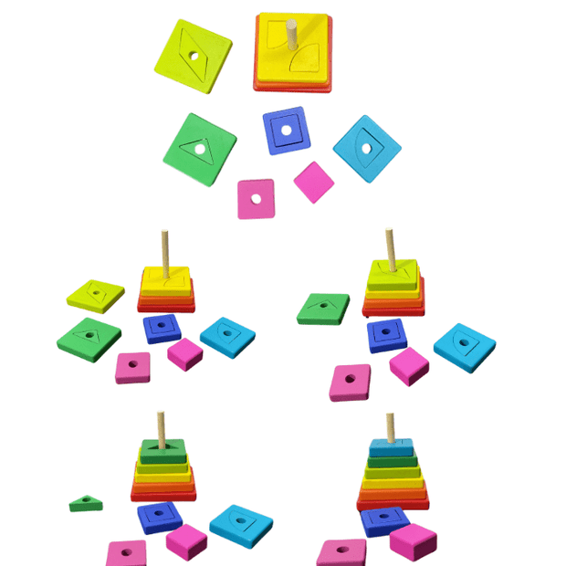 Wooden Hidden Square Stacked Tower