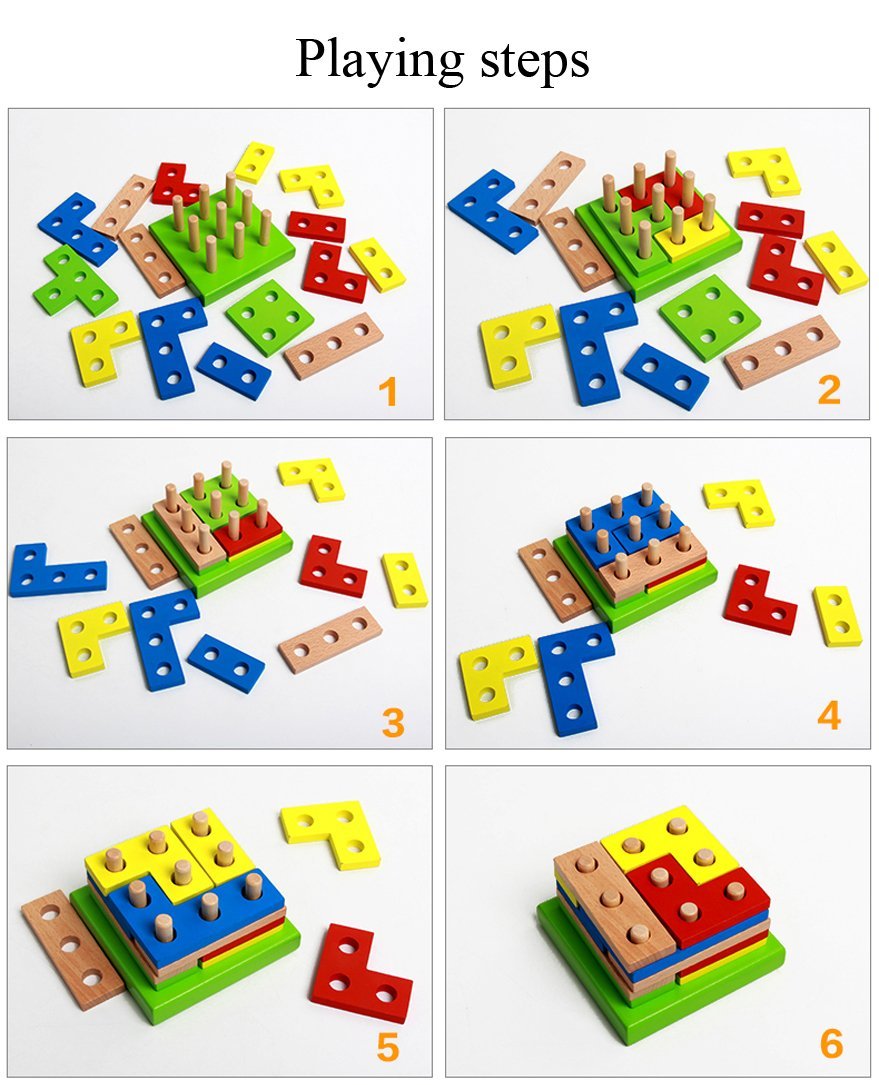 Wooden Intelligence Geometry Assembly Blocks