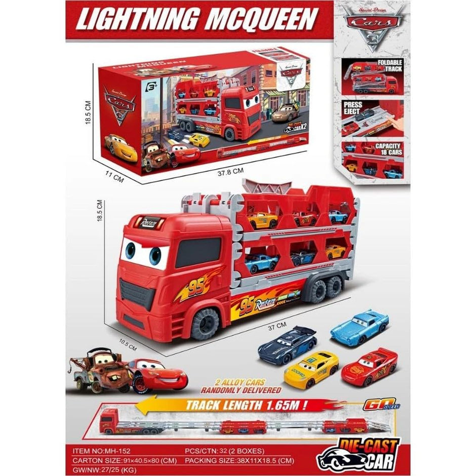 Cars Launching Truck with long Racing Track - 2 cars included