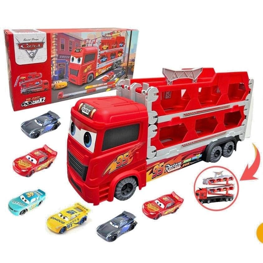 Cars Launching Truck with long Racing Track - 2 cars included