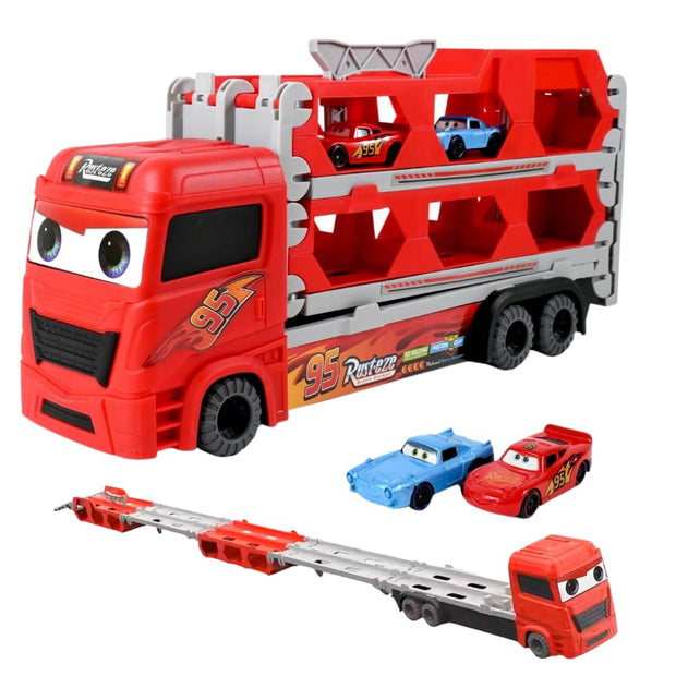 Cars Launching Truck with long Racing Track - 2 cars included