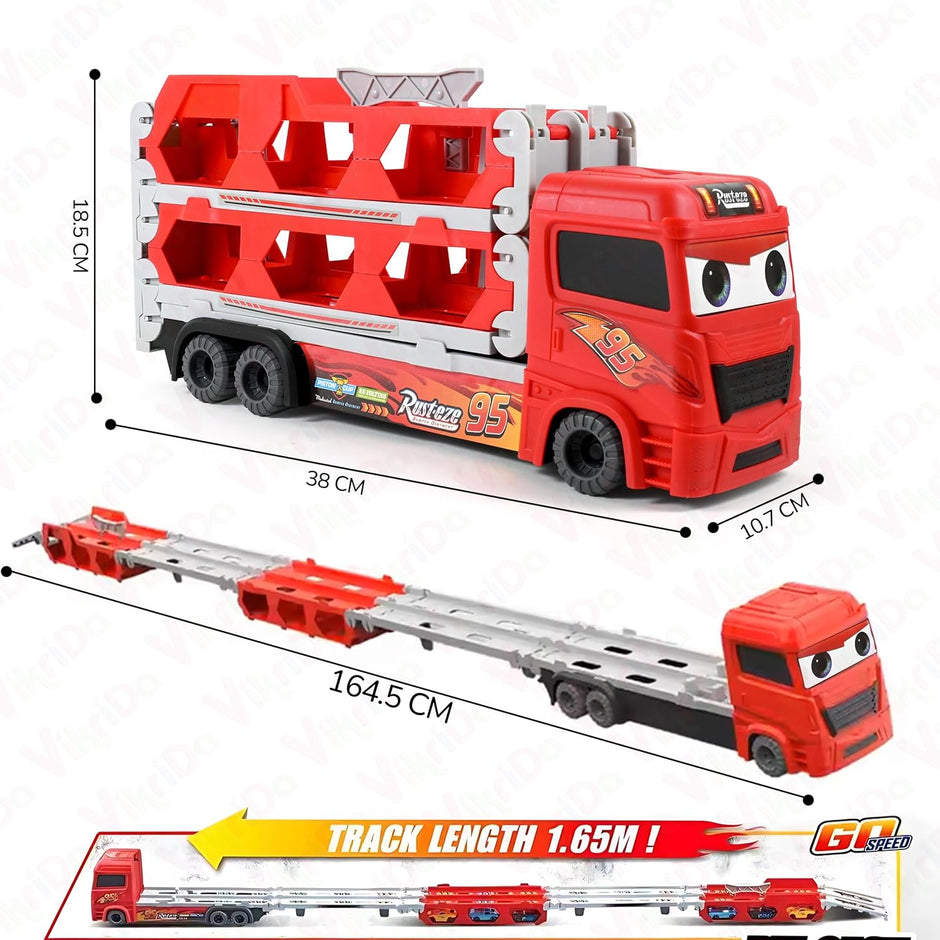 Cars Launching Truck with long Racing Track - 2 cars included