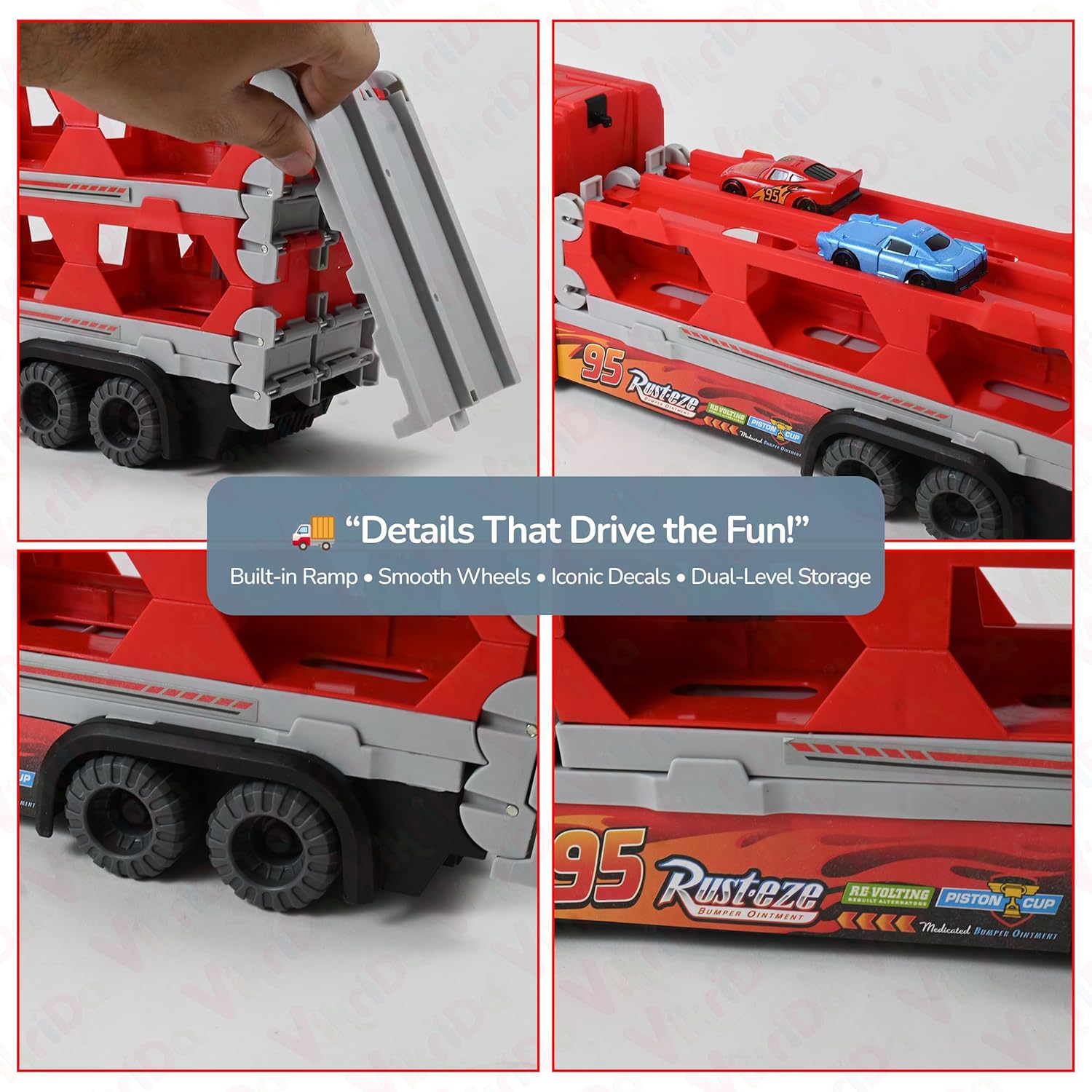 Cars Launching Truck with long Racing Track - 2 cars included