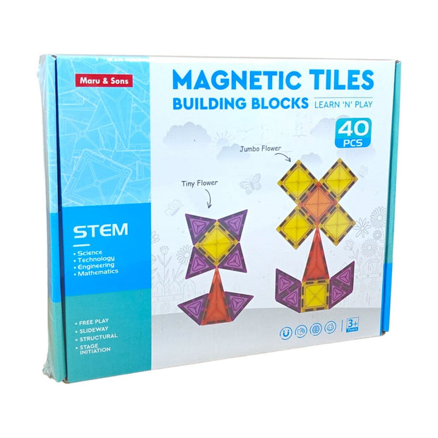Magnetic Tiles Building Blocks - 40 Pcs