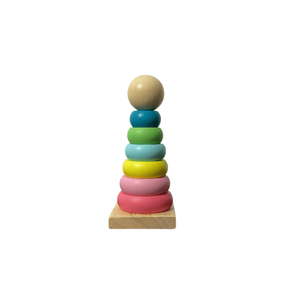 Colour Sorting Rings - Pastel Variant Wooden