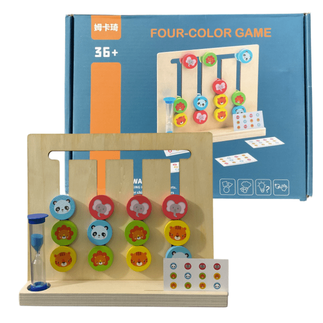 Four Colour 2 Sided Wooden Logical Puzzle Game with Timer