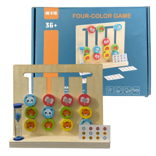 Four Colour 2 Sided Wooden Logical Puzzle Game with Timer