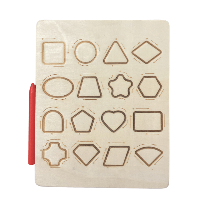 Wooden Numbers And Shapes Tracing board - 2 sided