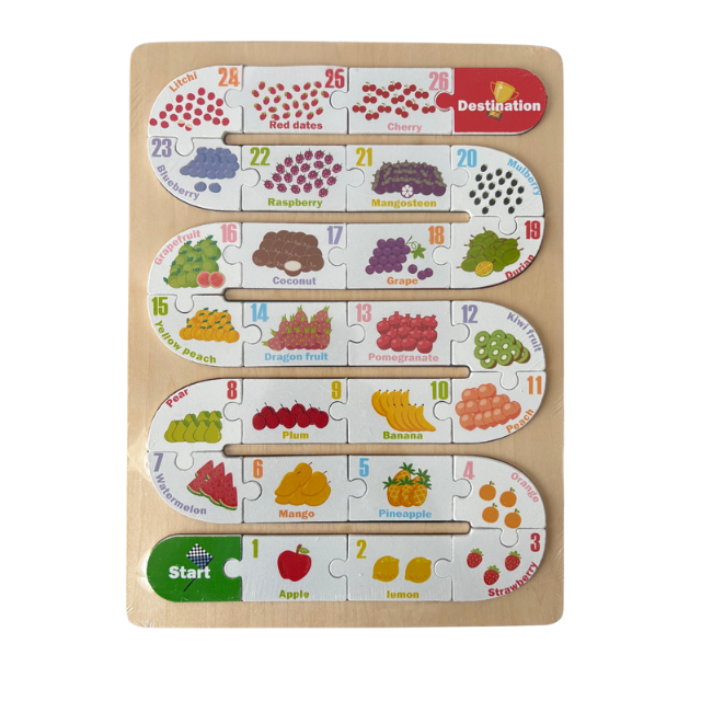 Pattern Puzzle Numbers/Alphabets Wooden Board