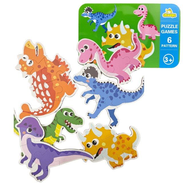 Wooden 6 Set Jigsaw Puzzle Tin Box