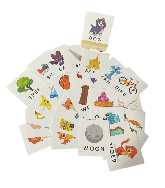 Spell the Word Wooden Letter Cubes Game - Tin box