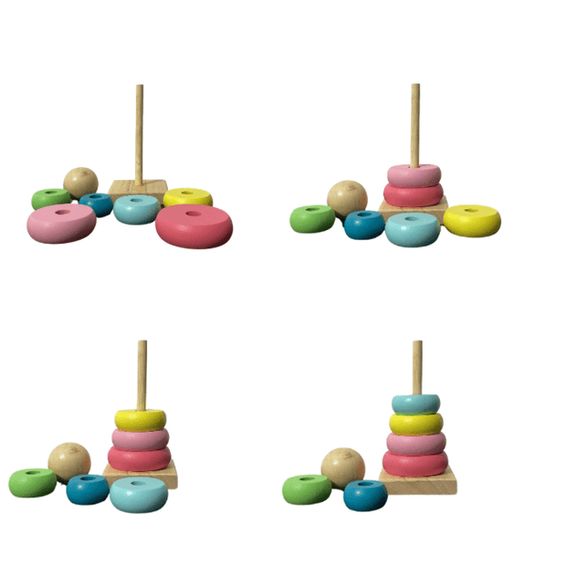 Colour Sorting Rings - Pastel Variant Wooden