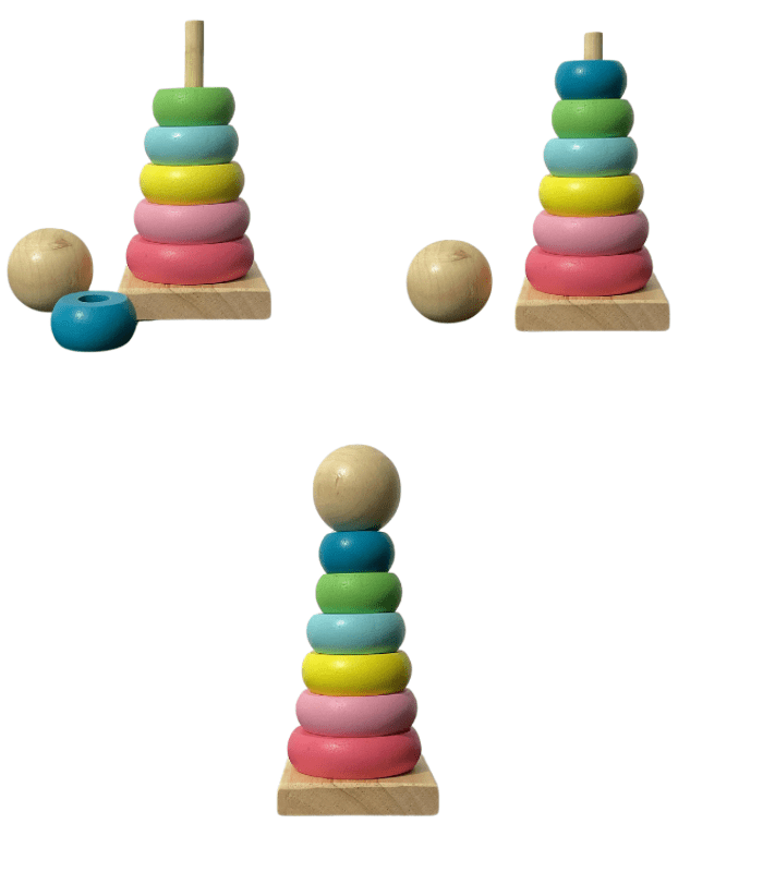 Colour Sorting Rings - Pastel Variant Wooden