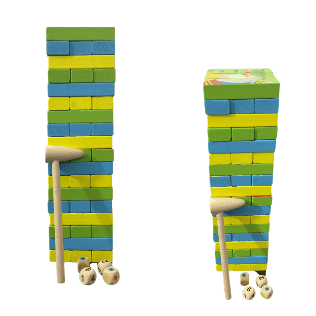 Multi-Functional Puzzle Jenga - 3 in 1 Wooden Puzzle