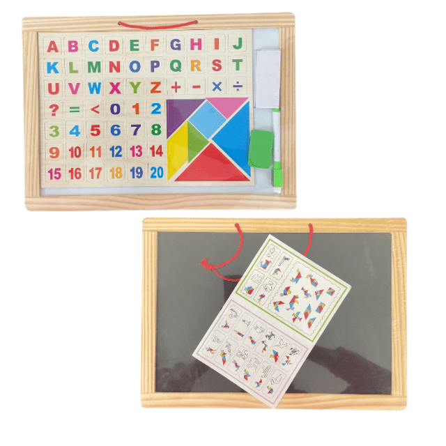 Wooden Multipurpose Magnetic and chalk Board with Marker- Large
