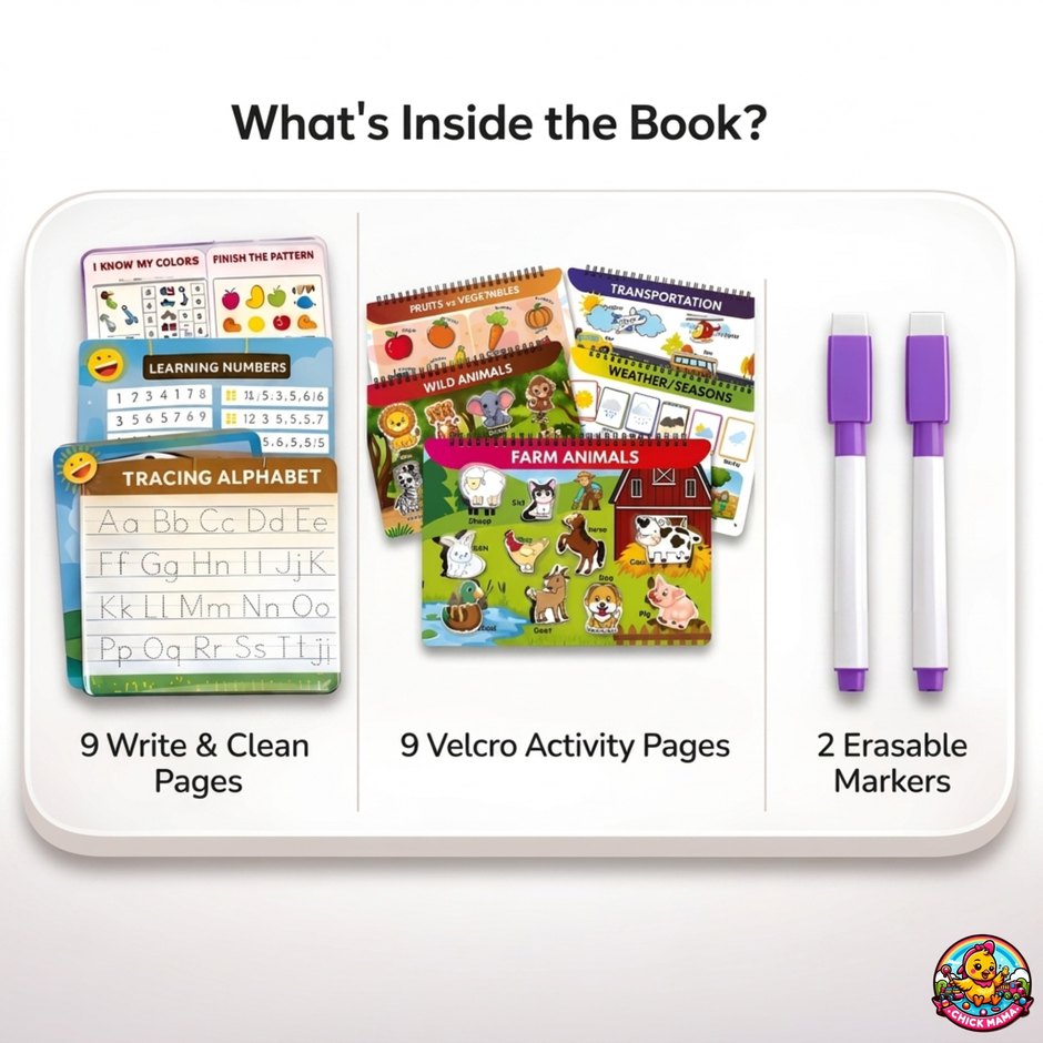 Aegle Toys Busy Binder Book for Toddlers - Interactive Preschool Learning Toy