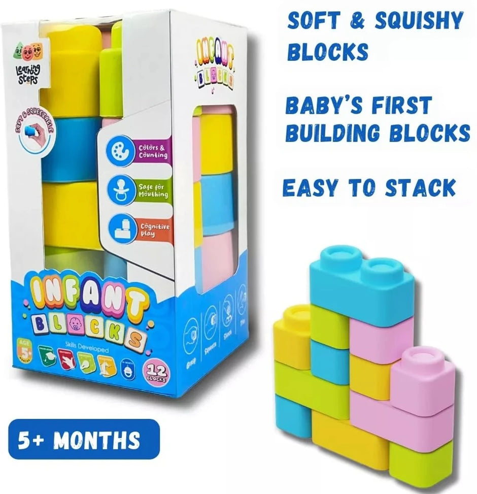 Soft Infant Building Blocks — 12-Piece Baby Stacking Set