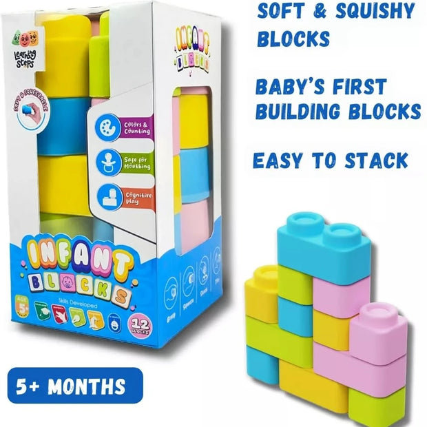 Soft Infant Building Blocks — 12-Piece Baby Stacking Set