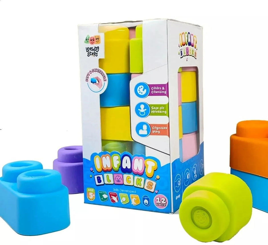Soft Infant Building Blocks — 12-Piece Baby Stacking Set