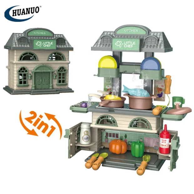 Little Chef Villa - 2 in 1 DIY Playhouse & Kitchen Playset